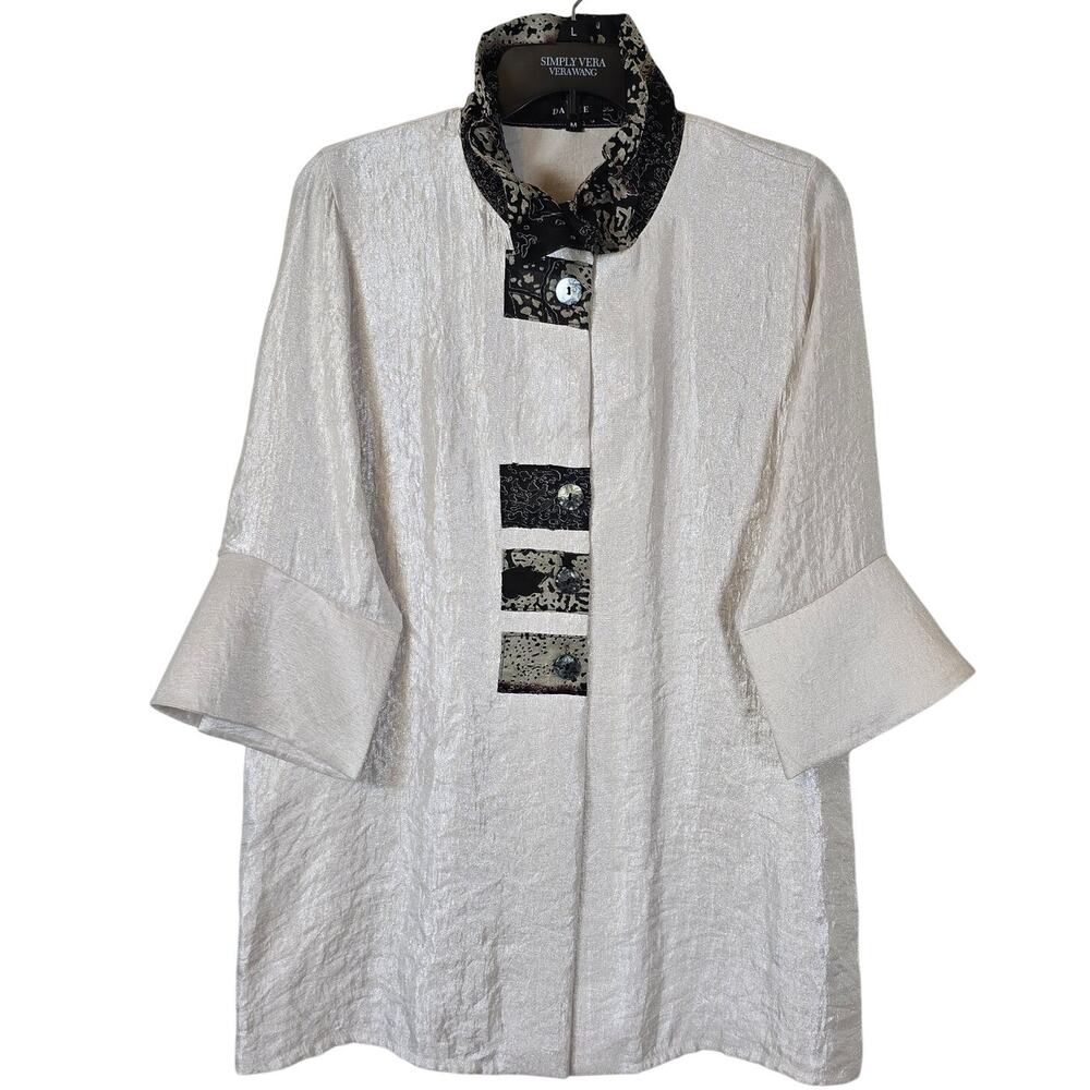 Damee Tunic A Line Topper Women's M Bone Shimmer Art To Wear Artsy Lagenlook